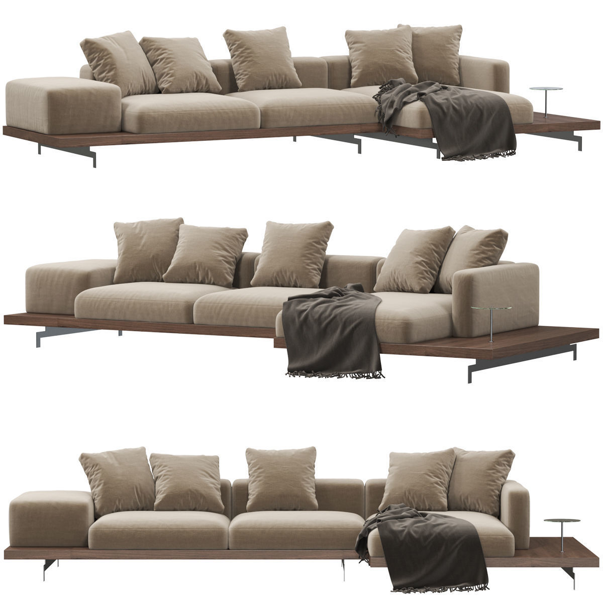 Sofa set 9 sectional with blanket 3D model_19