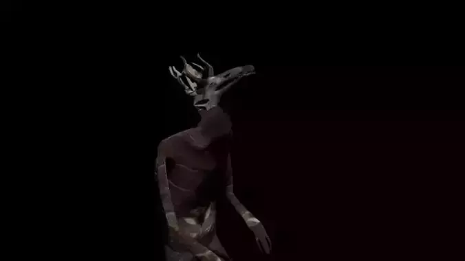Fantasy Deer Monster-Beast 3D Model Game Animation Ready LowPoly Free low-poly 3D model