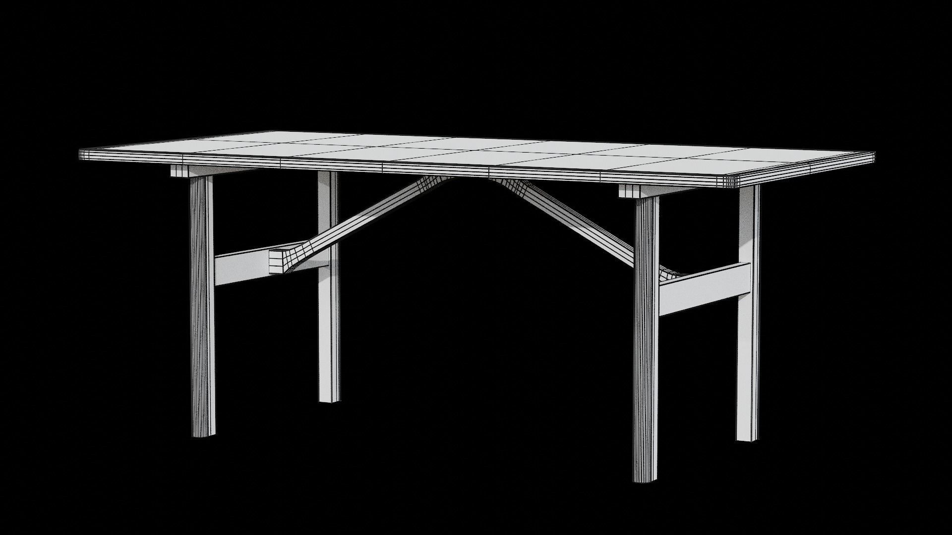 Mogensen Table 6284-oak oil treated Low-poly 3D model_6