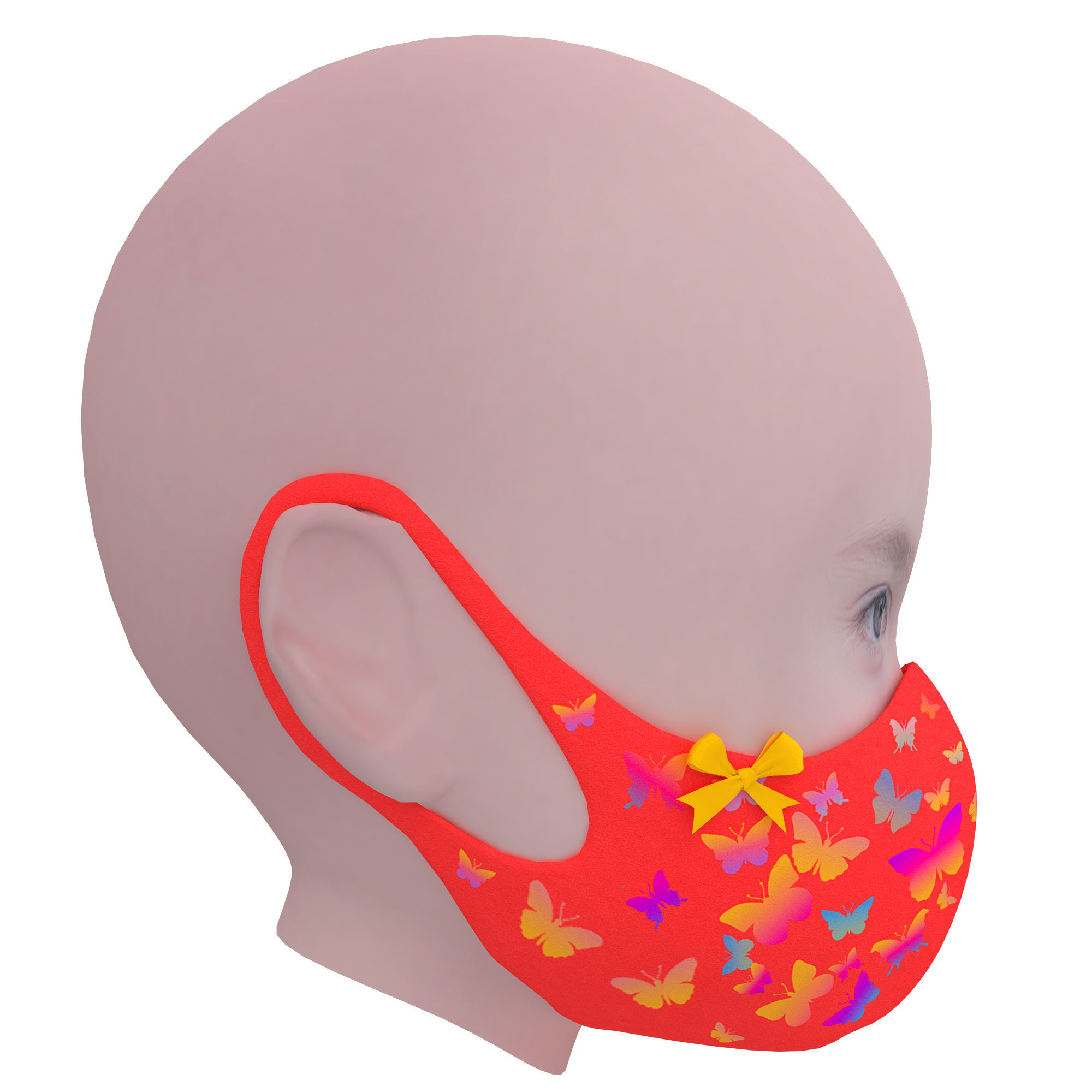 Medical mask for kids Low-poly 3D model_3