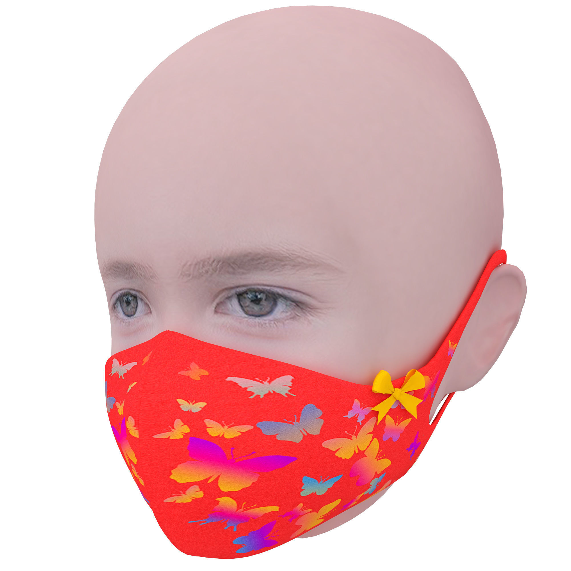 Medical mask for kids Low-poly 3D model_2