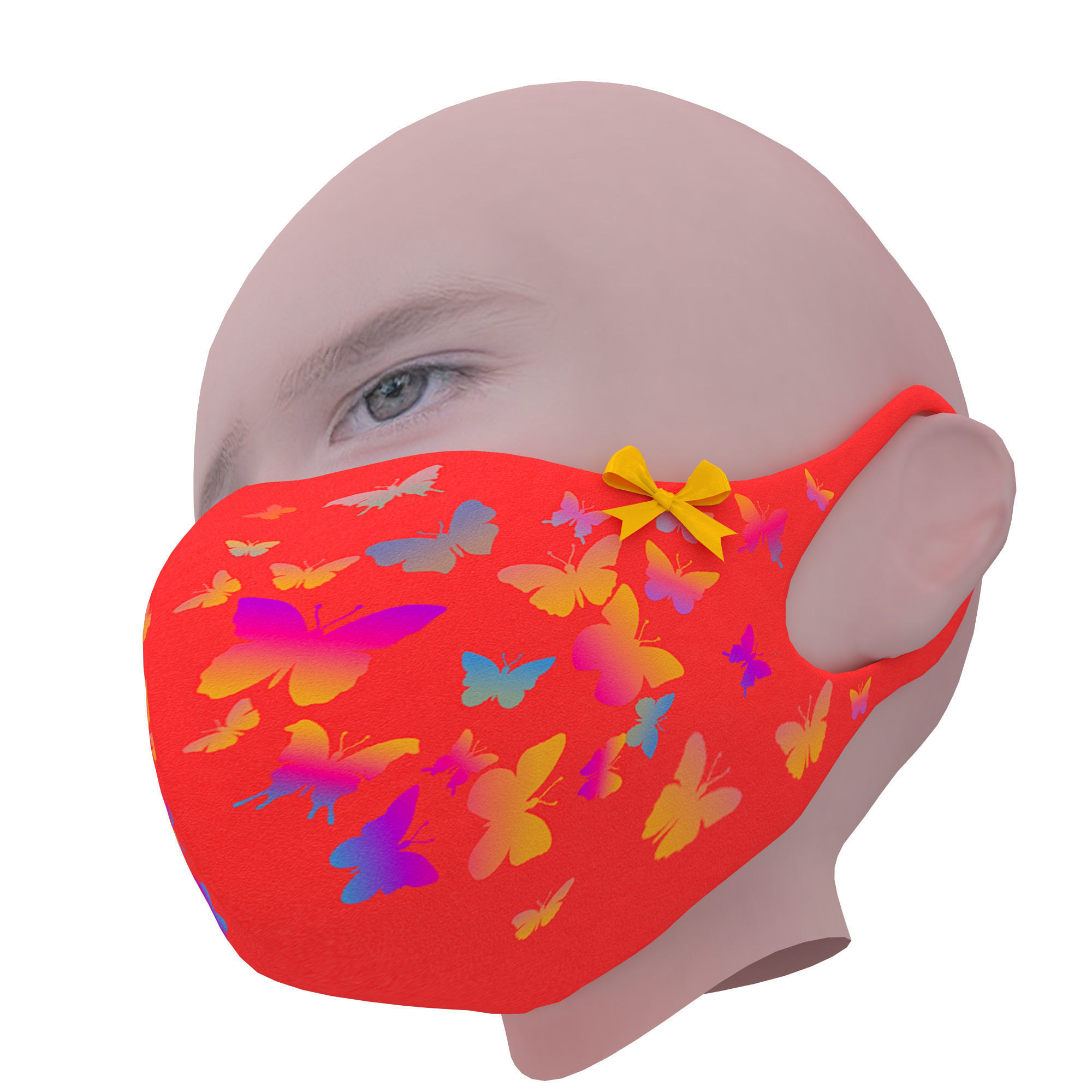 Medical mask for kids Low-poly 3D model_4