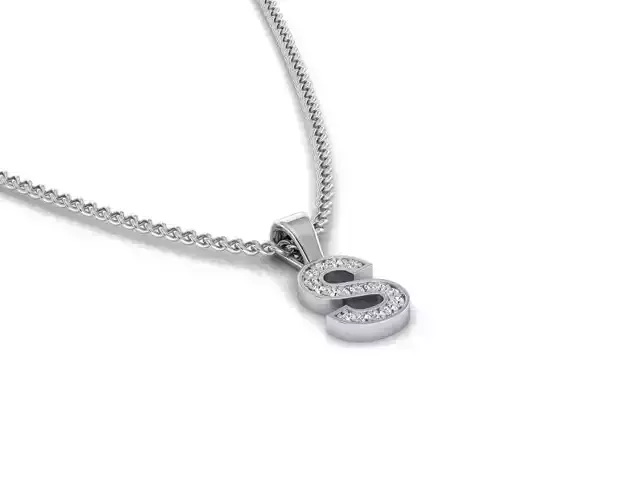 Pendant S letter with diamonds