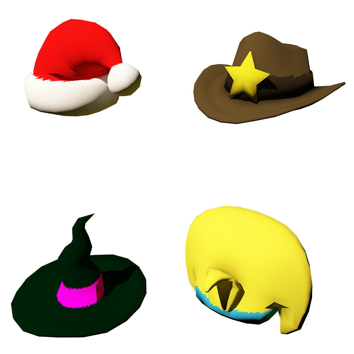 3D model Hats low poly 3d model pack VR / AR / low-poly | CGTrader