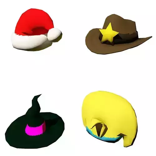 Hats low poly 3d model pack
