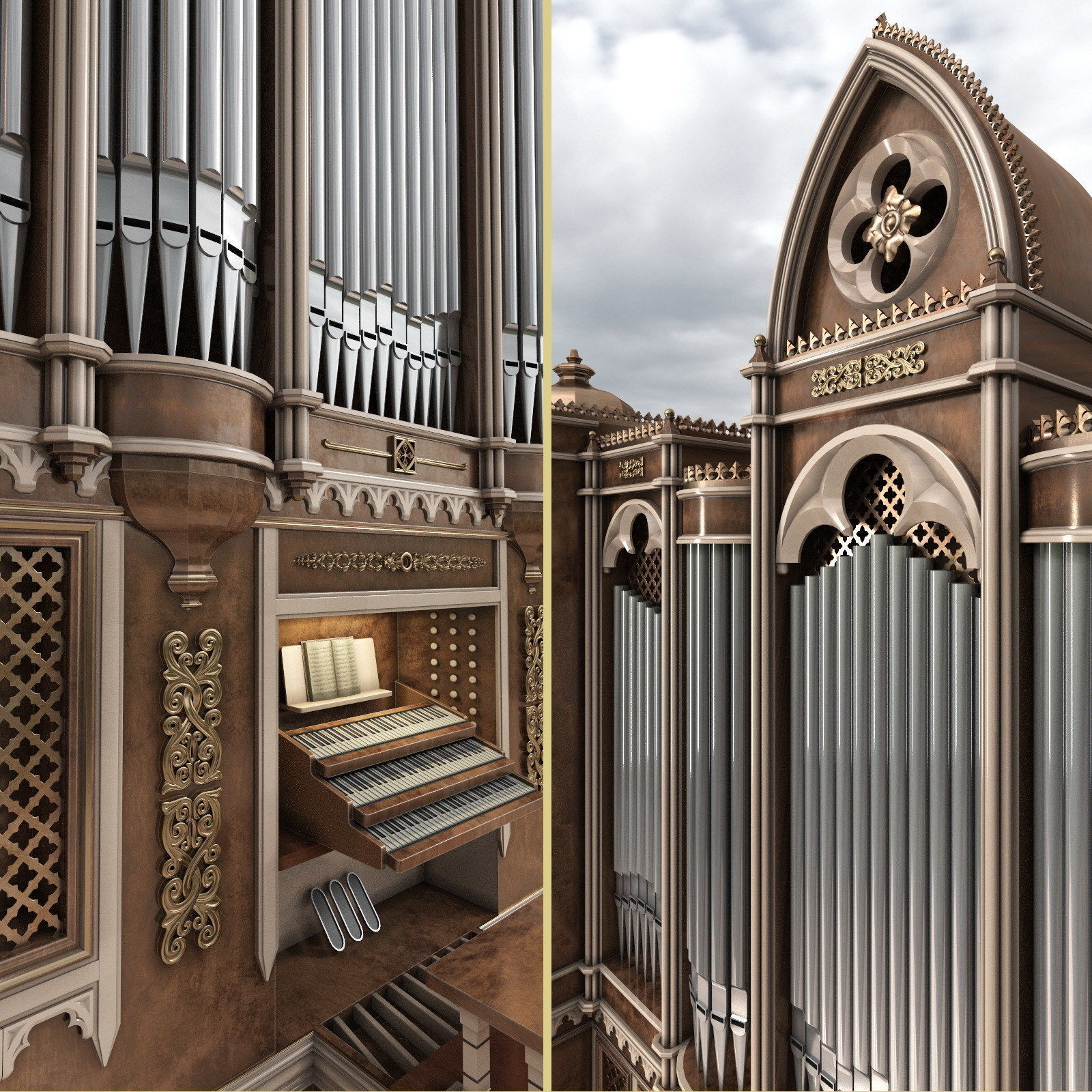 Organ gothic 3D model_2