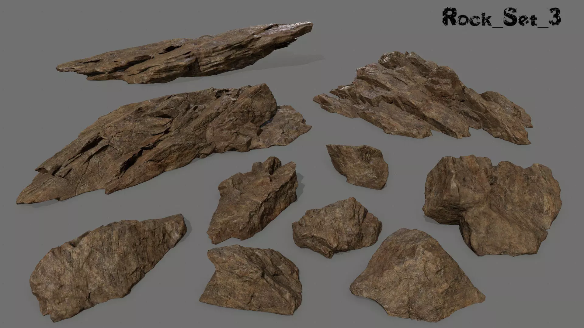 desert rock set 3 Low-poly 3D model_0
