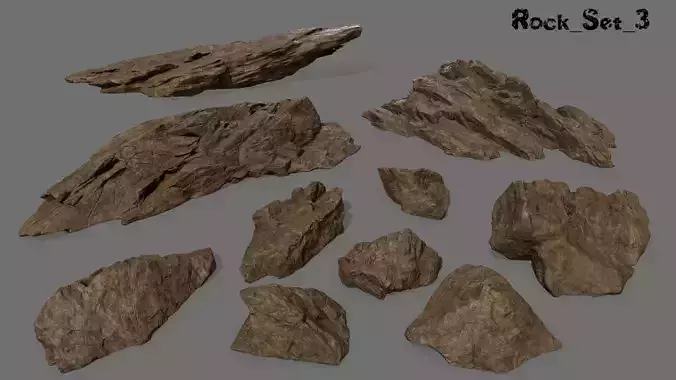 desert rock set 3 Low-poly 3D model