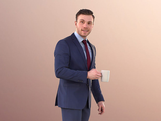 Robb 10948 - Business Man Walking With Coffee Low-poly 3D model