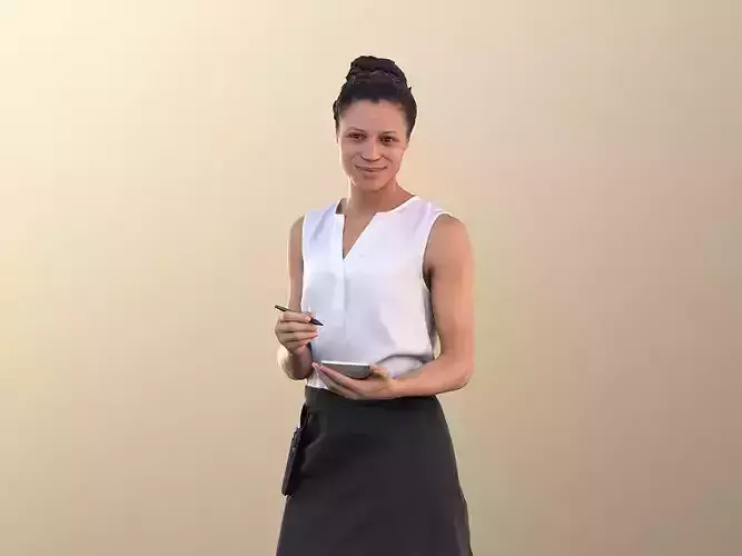 Diana 10888 - Female Waitress Taking Order Low-poly 3D model