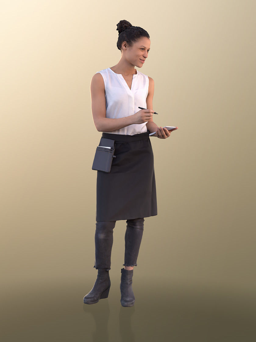 Diana 10888 - Female Waitress Taking Order Low-poly 3D model_3