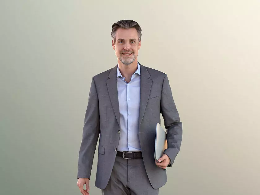 Will 10857 - Business Man Walking with Laptop Low-poly 3D model_0