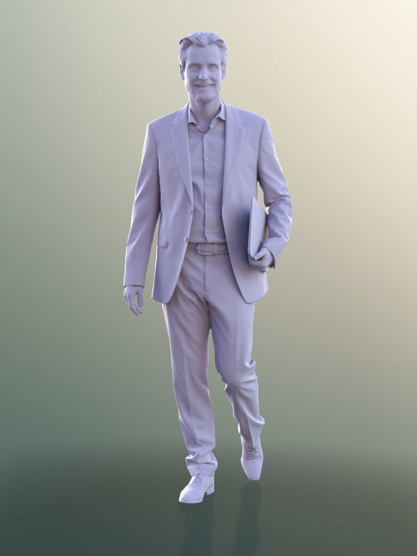 Will 10857 - Business Man Walking with Laptop Low-poly 3D model_4