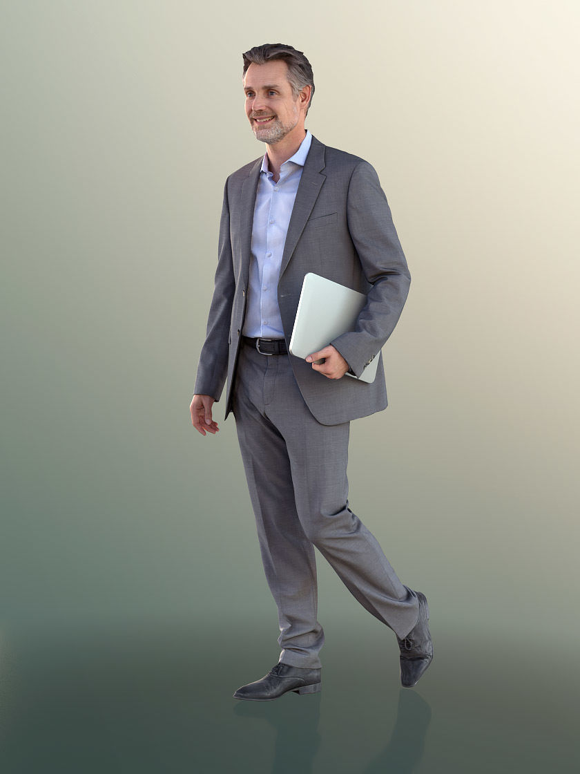 Will 10857 - Business Man Walking with Laptop Low-poly 3D model_3