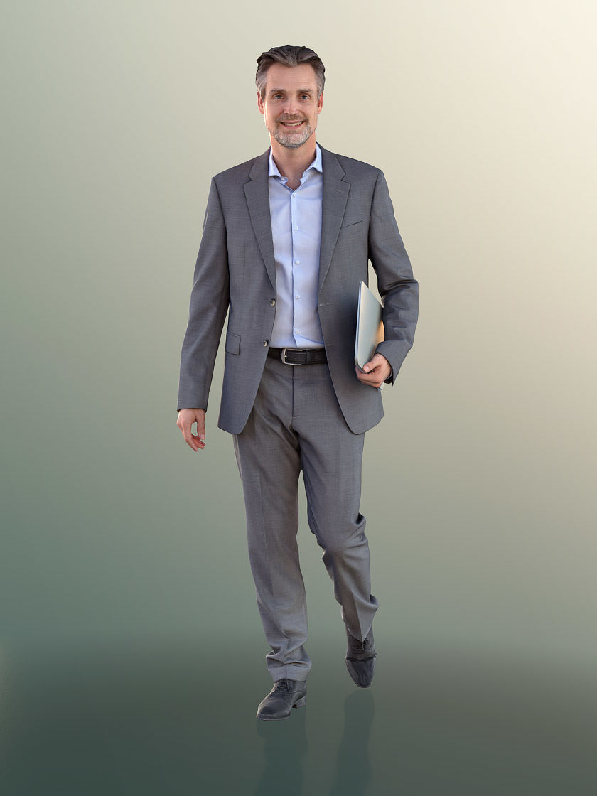 Will 10857 - Business Man Walking with Laptop Low-poly 3D model_2