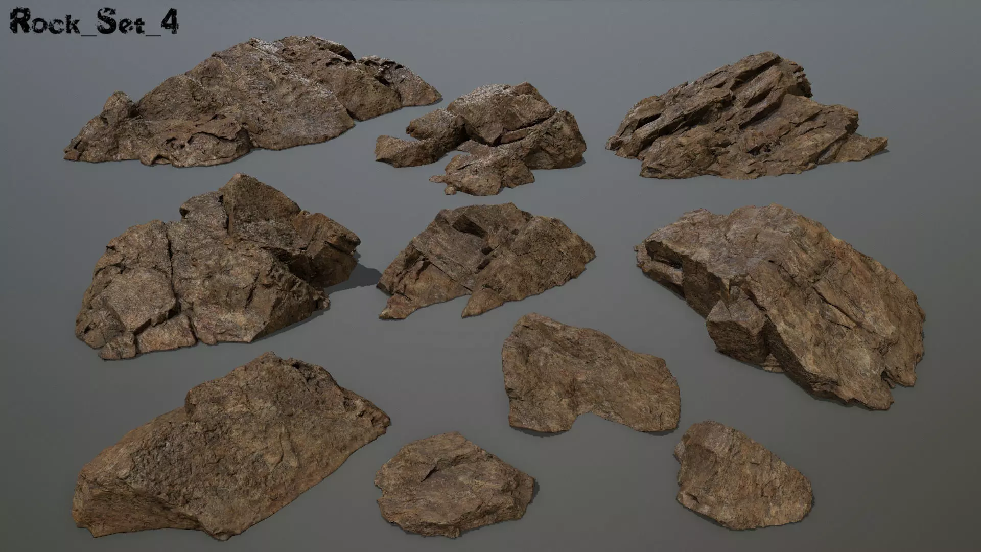 desert rock set 4 Low-poly 3D model_0