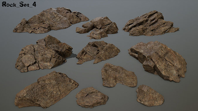 desert rock set 4 Low-poly 3D model