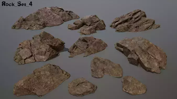 desert rock set 4 Low-poly 3D model