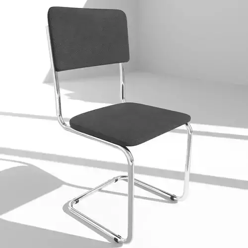 Modern chair - Black leather - Chrome metal carcass 3D model