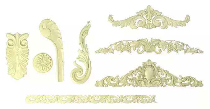 bas-relief two ornately carved pieces of jewelry