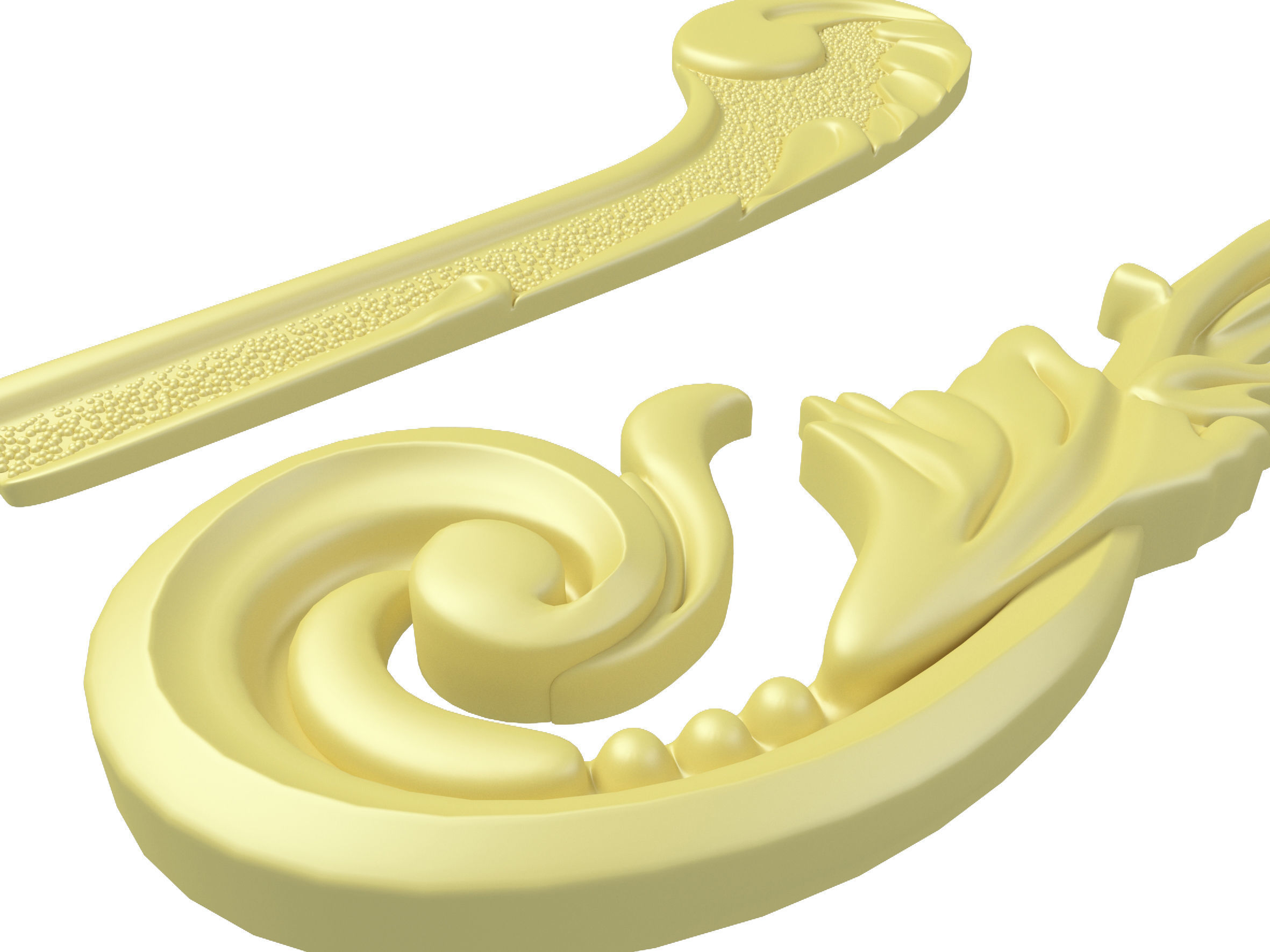 bas-relief two ornately carved pieces of jewelry 3D model_2