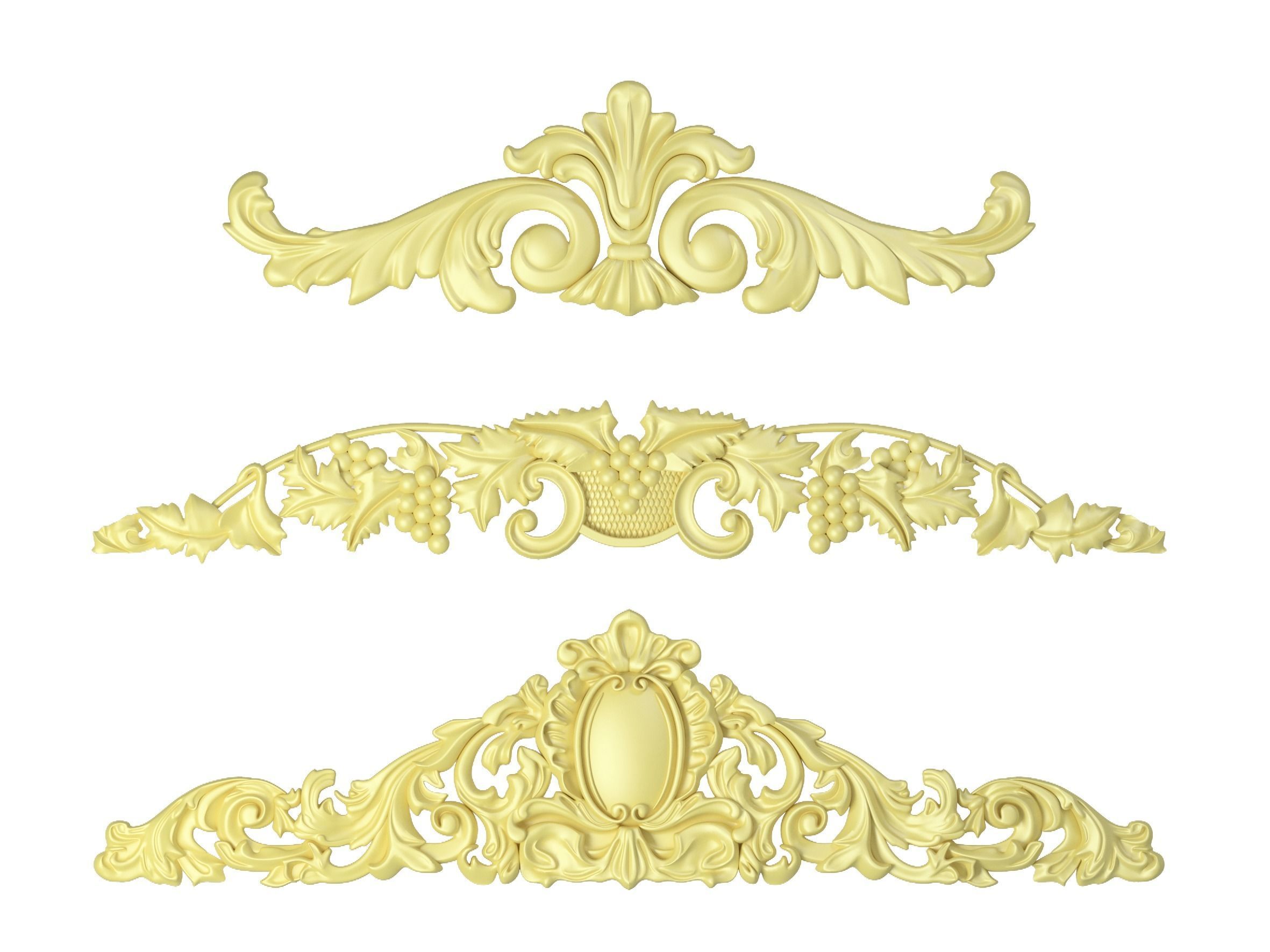 bas-relief two ornately carved pieces of jewelry 3D model_4