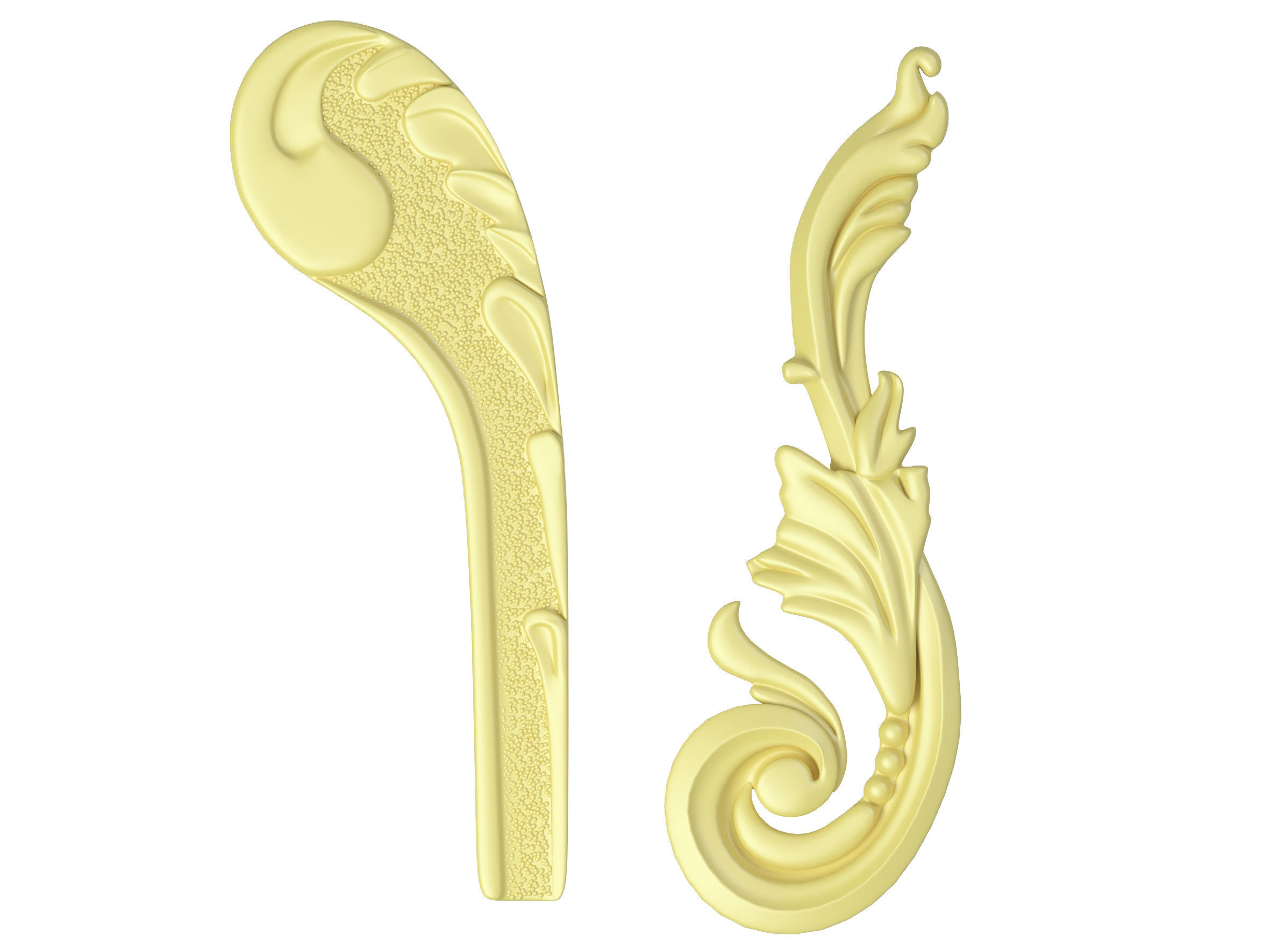 bas-relief two ornately carved pieces of jewelry 3D model_1