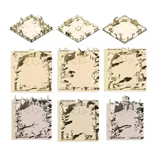 cartoon levels map 3d models pack