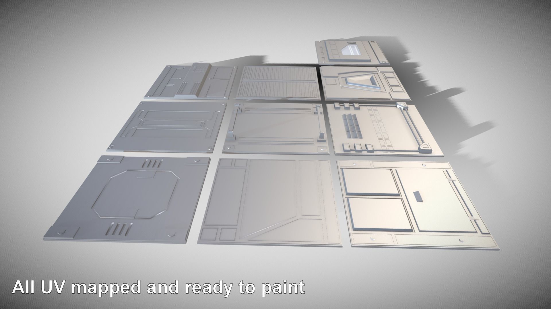 Extreme Low-Poly Sci-Fi Panels Low-poly 3D model_1