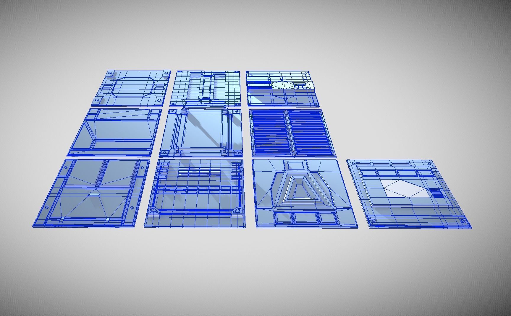 Extreme Low-Poly Sci-Fi Panels Low-poly 3D model_16