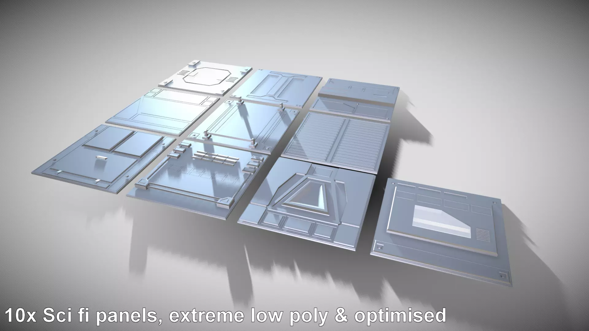 Extreme Low-Poly Sci-Fi Panels Low-poly 3D model_0