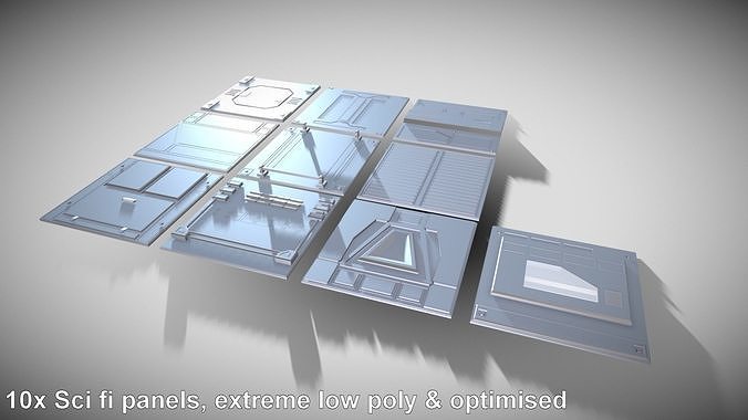 Extreme Low-Poly Sci-Fi Panels Low-poly 3D model