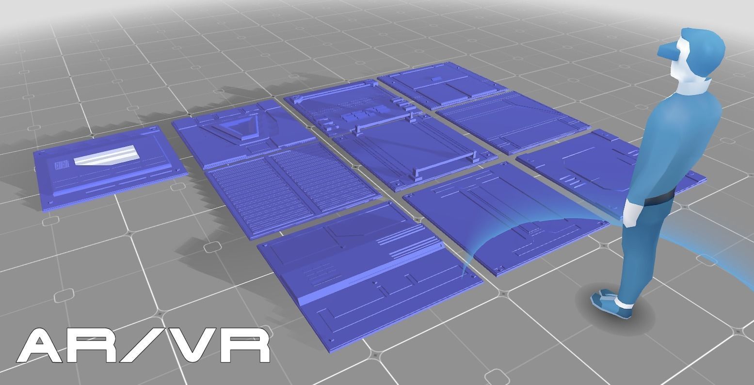 Extreme Low-Poly Sci-Fi Panels Low-poly 3D model_12