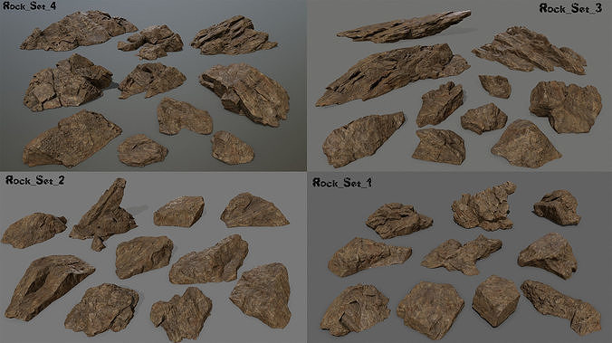 desert rock set full  3D Model Collection