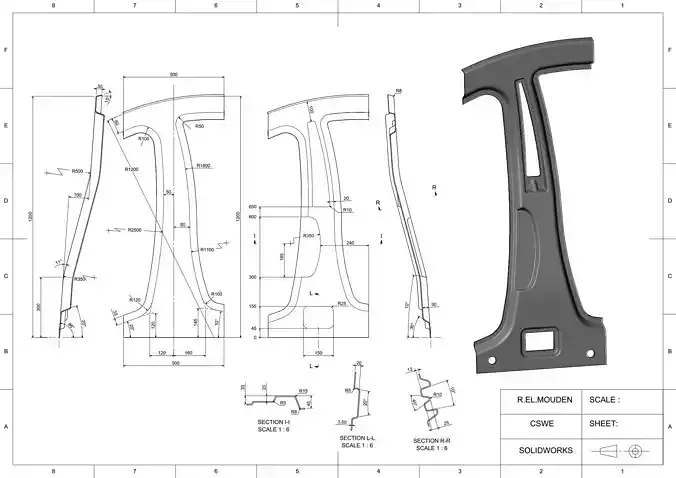 Car central pillar  3D print model