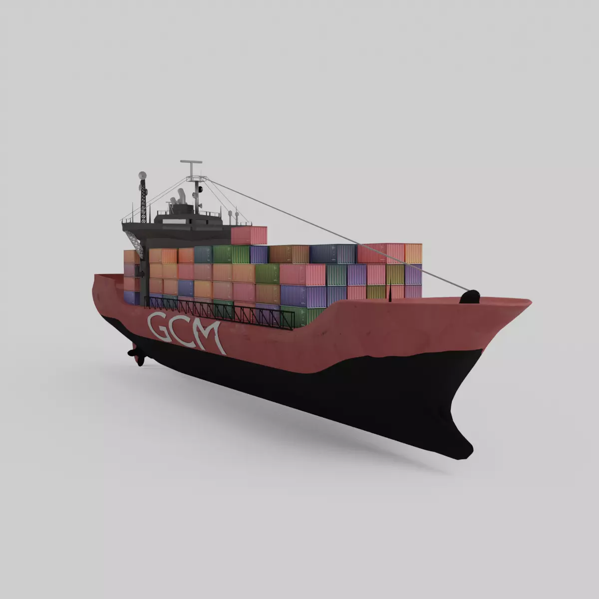 Cargoship Blender File Free 3D model_0