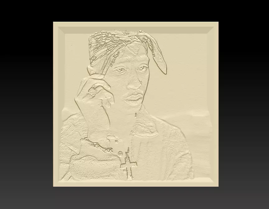 3D Printable 2-Pac picture in frame 3D print model_0