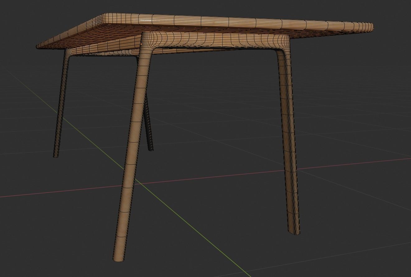 Wooden dining table 3D model_6