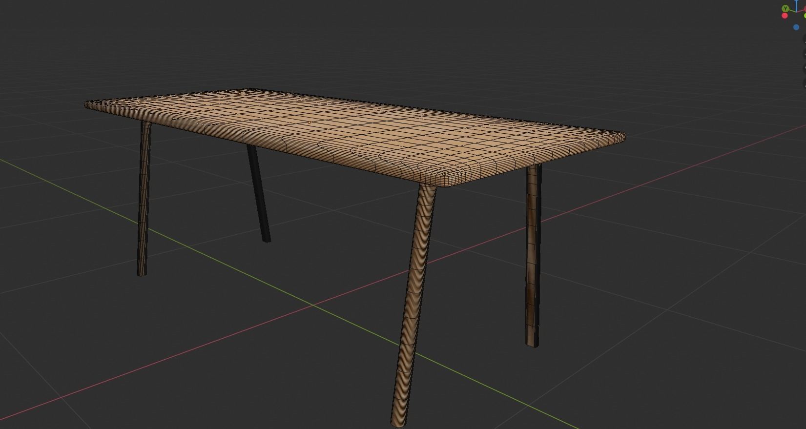 Wooden dining table 3D model_4