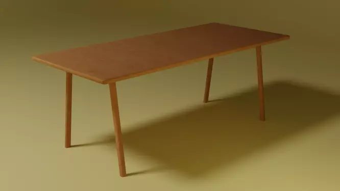 Wooden dining table 3D model_0