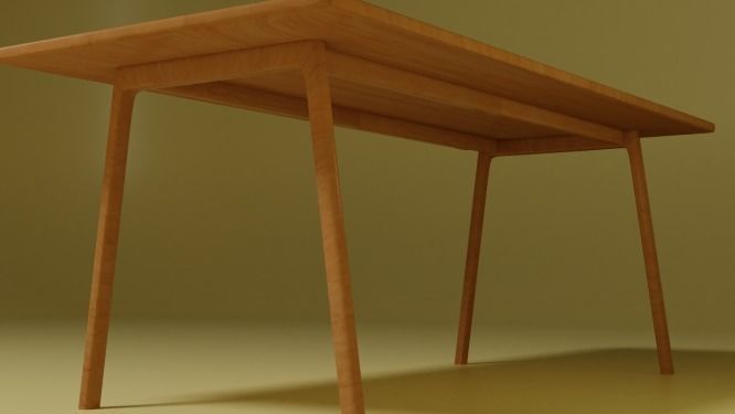 Wooden dining table 3D model_1