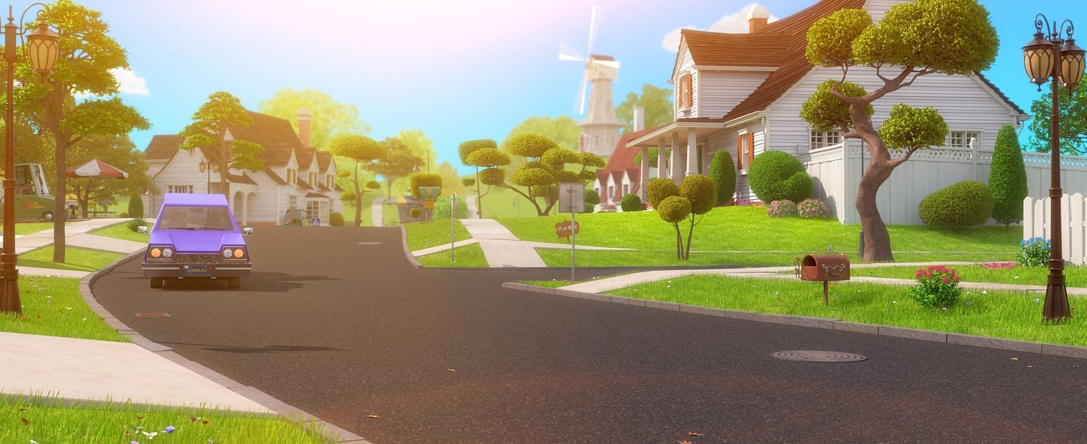 Cartoon Town Home Exterior Scene 3D model_23