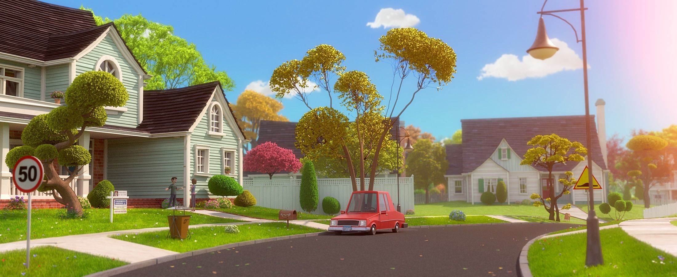 Cartoon Town Home Exterior Scene 3D model_4