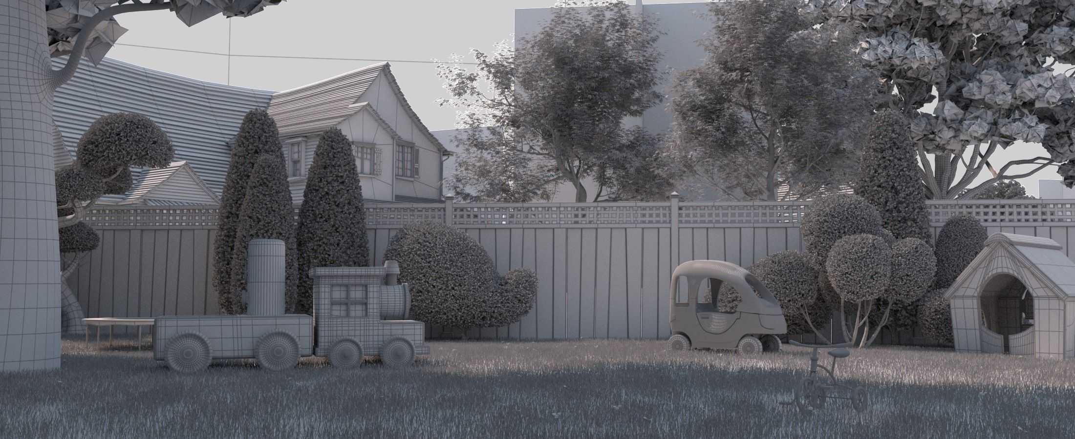 Cartoon Town Home Exterior Scene 3D model_45