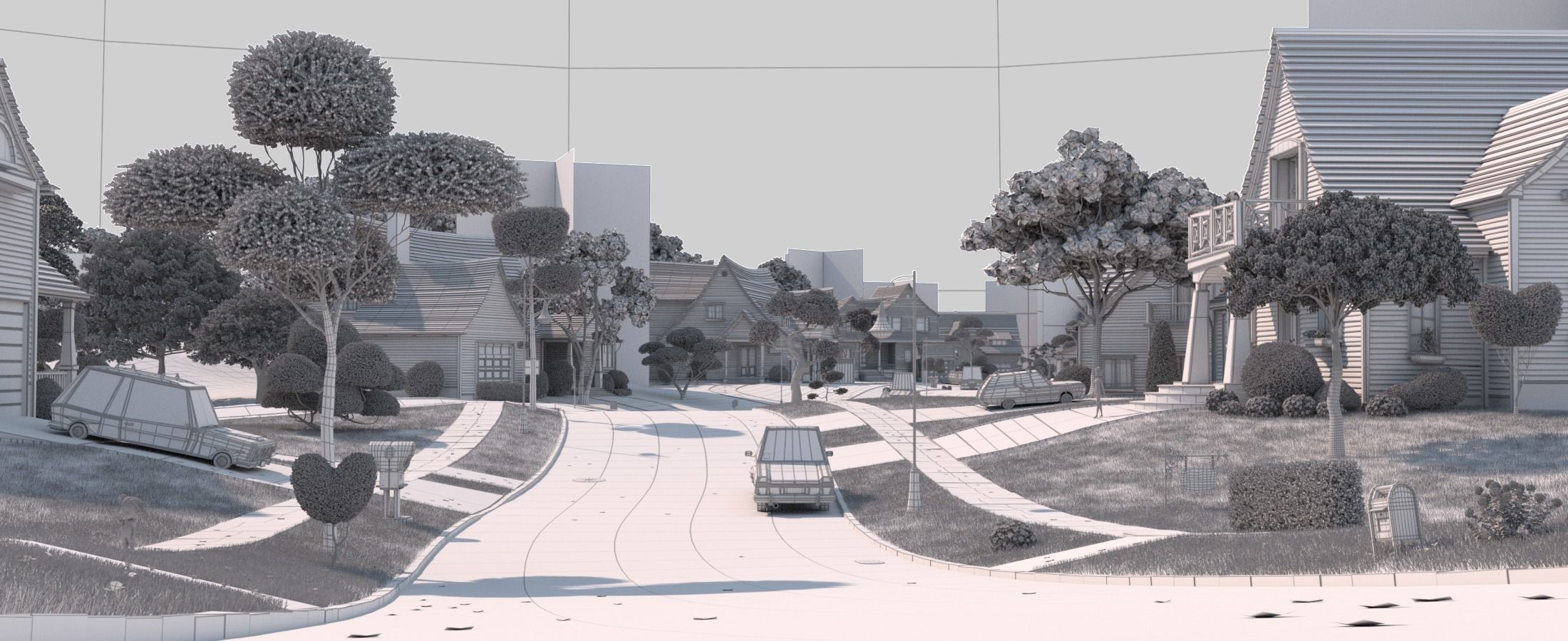 Cartoon Town Home Exterior Scene 3D model_37