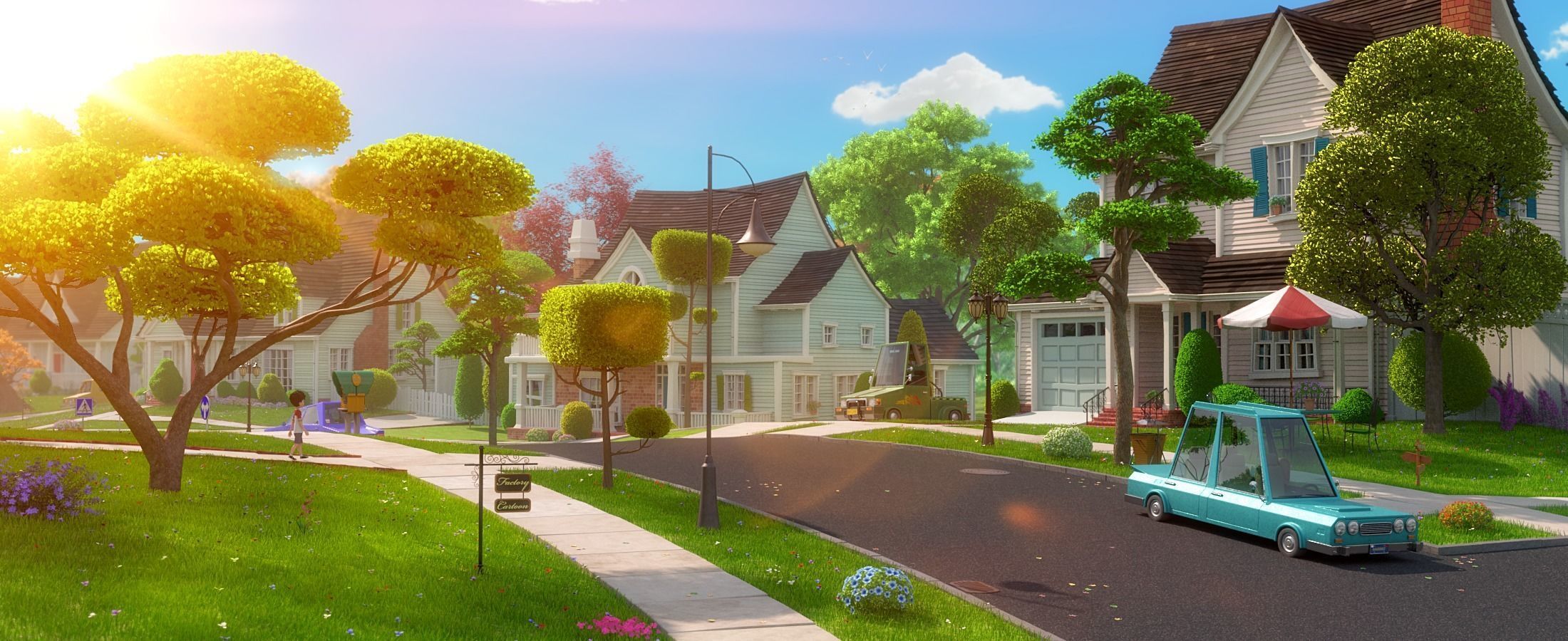 Cartoon Town Home Exterior Scene 3D model_3