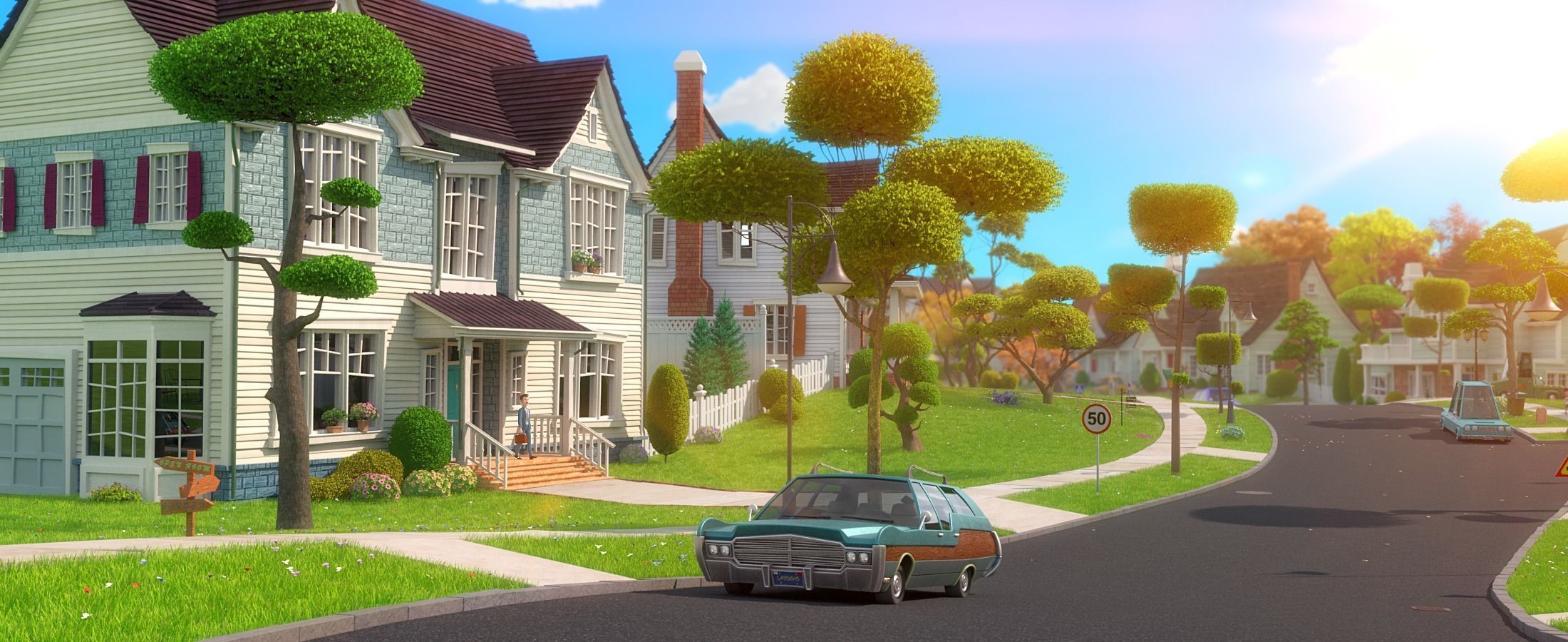 Cartoon Town Home Exterior Scene 3D model_18