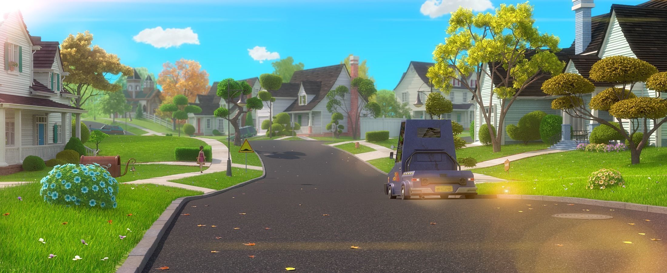 Cartoon Town Home Exterior Scene 3D model_11