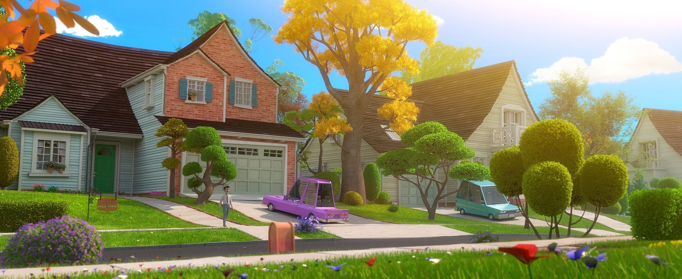 Cartoon Town Home Exterior Scene 3D model_24