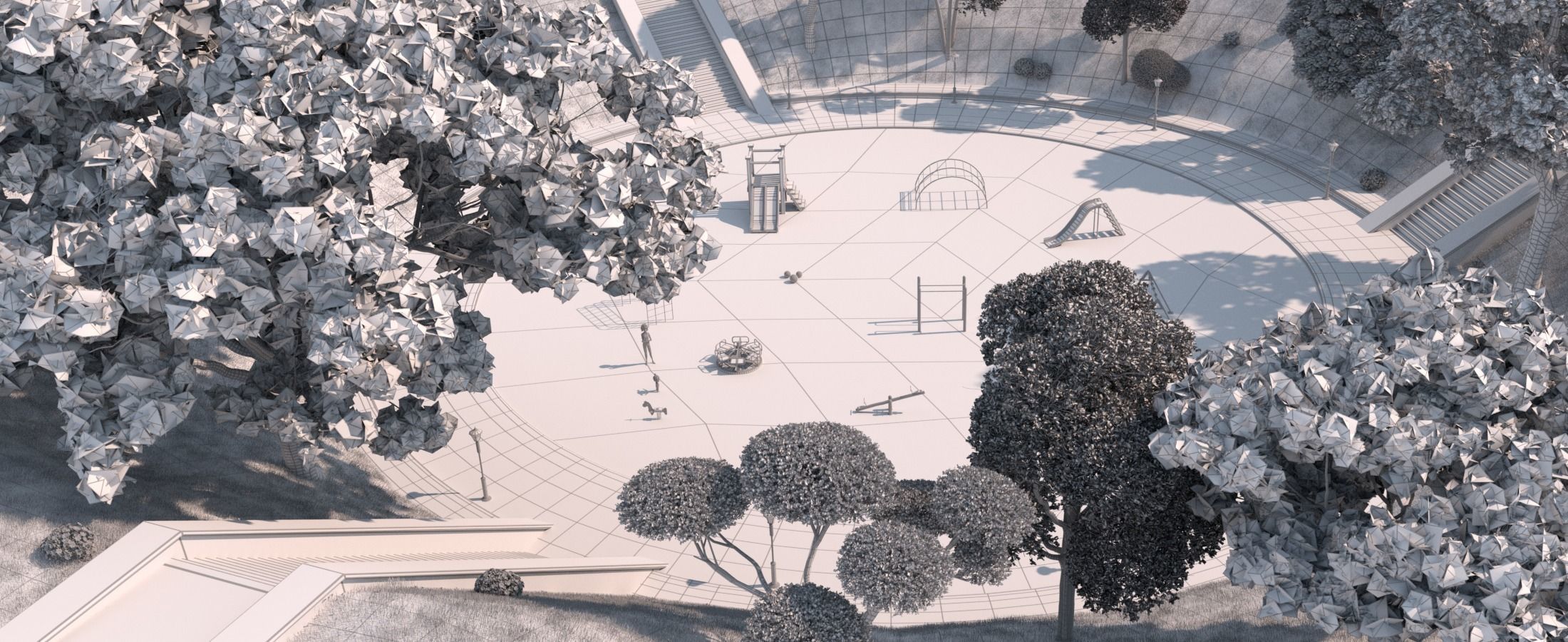 Cartoon Town Home Exterior Scene 3D model_49